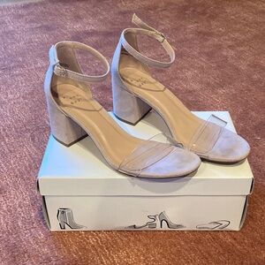 a new day Blush Block Heel Sandals with Clear Toe Strap